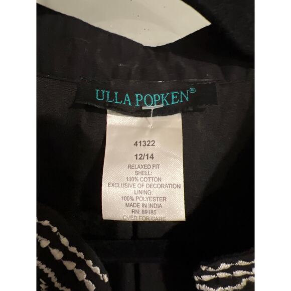 Ulla Popken size 12 14 black cotton jacket with white embroidery - Picture 3 of 4